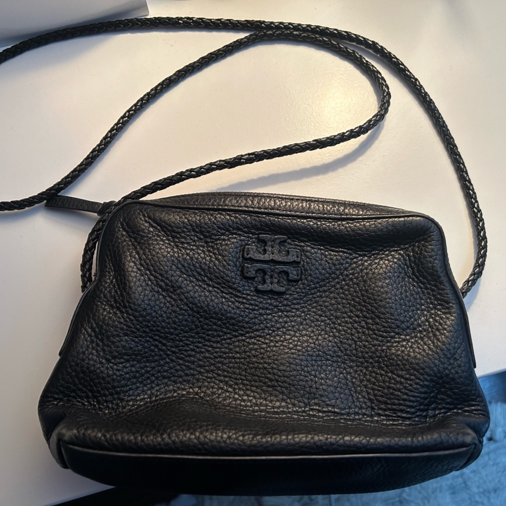 Authentic Tory Burch Black Leather Crossbody Bag